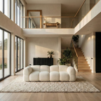 canape-legis-tissu-bouclette-blanc-salon-mezzanine-plantes-baie-vitree-tapis
