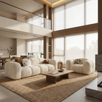salon-canape-fauteuil-legis-tissu-bouclette-blanc-mezzanine-tapis-cuisine